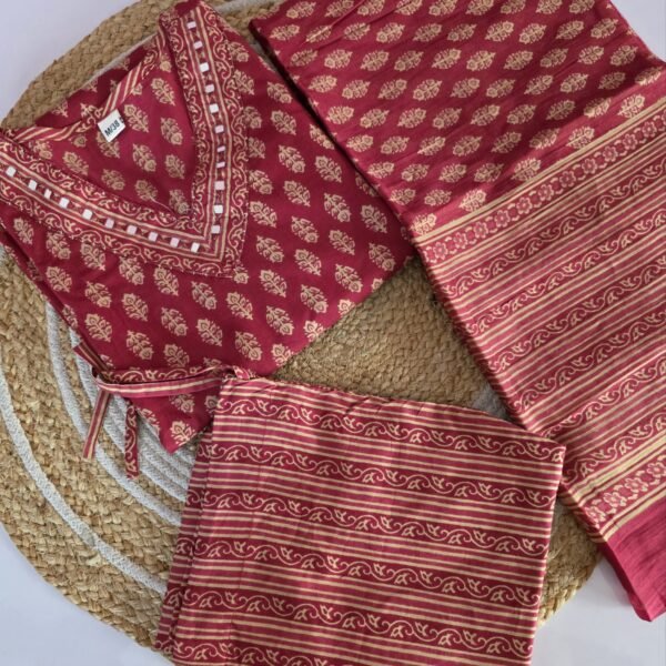 Jaipur Cotton Ready To Wear - Red Block Print(JCRW02)