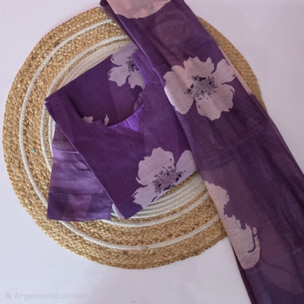 Chanderi Top and Dupatta - Purple Floral
