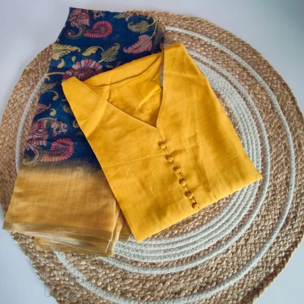 Vatican Silk Top with Digital Printed Kalamkari Dupatta