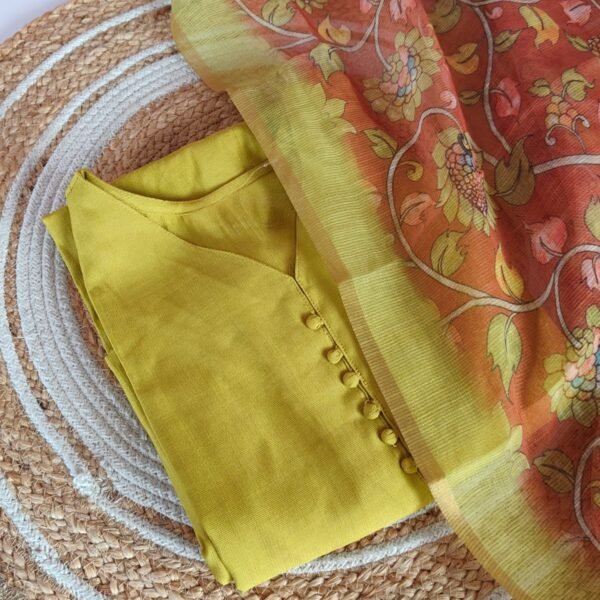 Vatican Silk Top with Digital Printed Kalamkari Dupatta