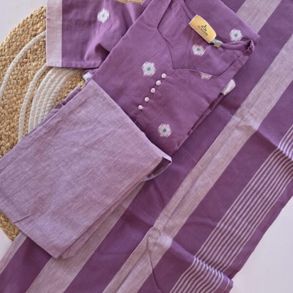 Pure Cotton 3 Pc Set - Purple