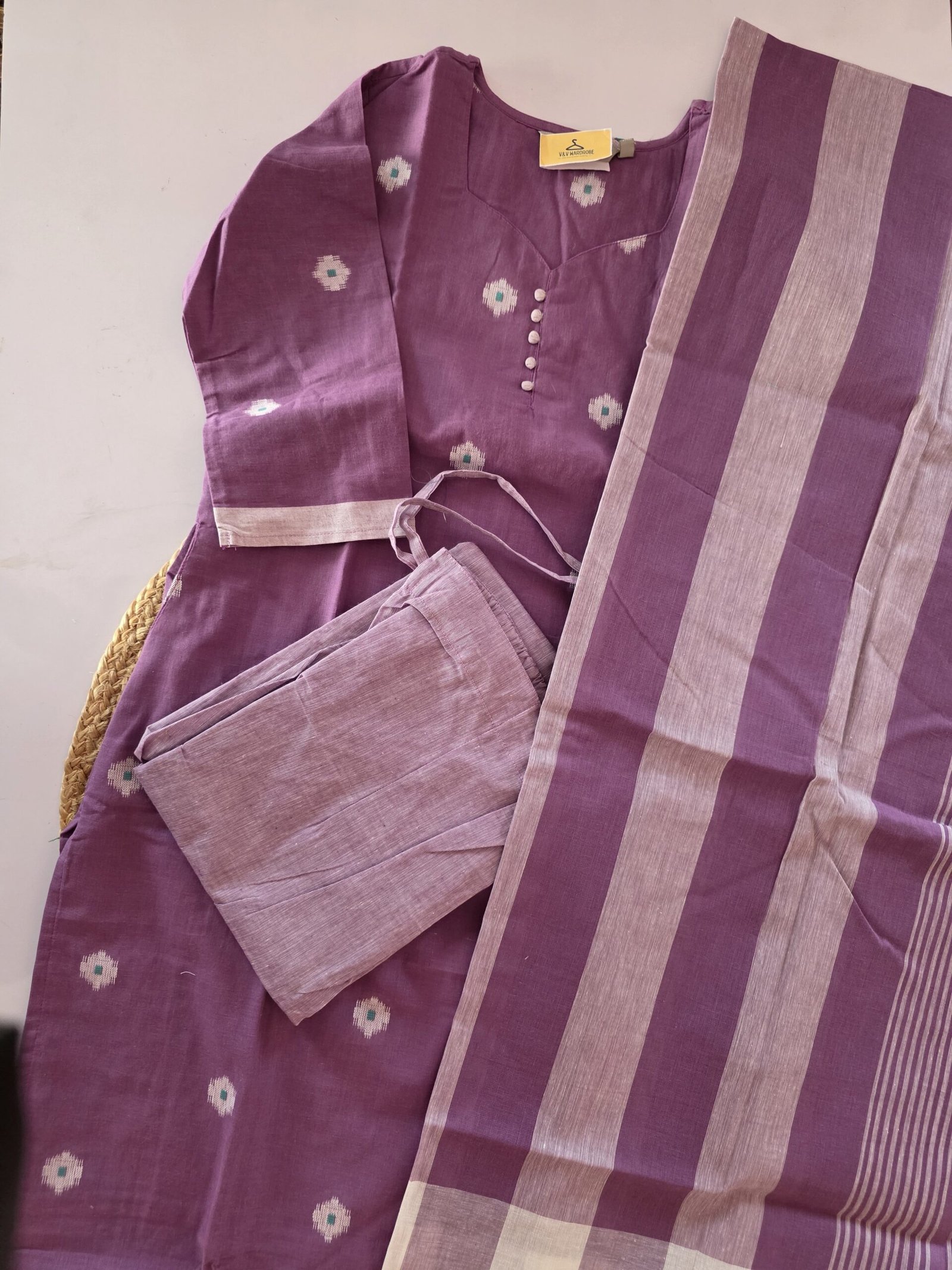 Pure Cotton 3 Pc Set - Purple - Image 2