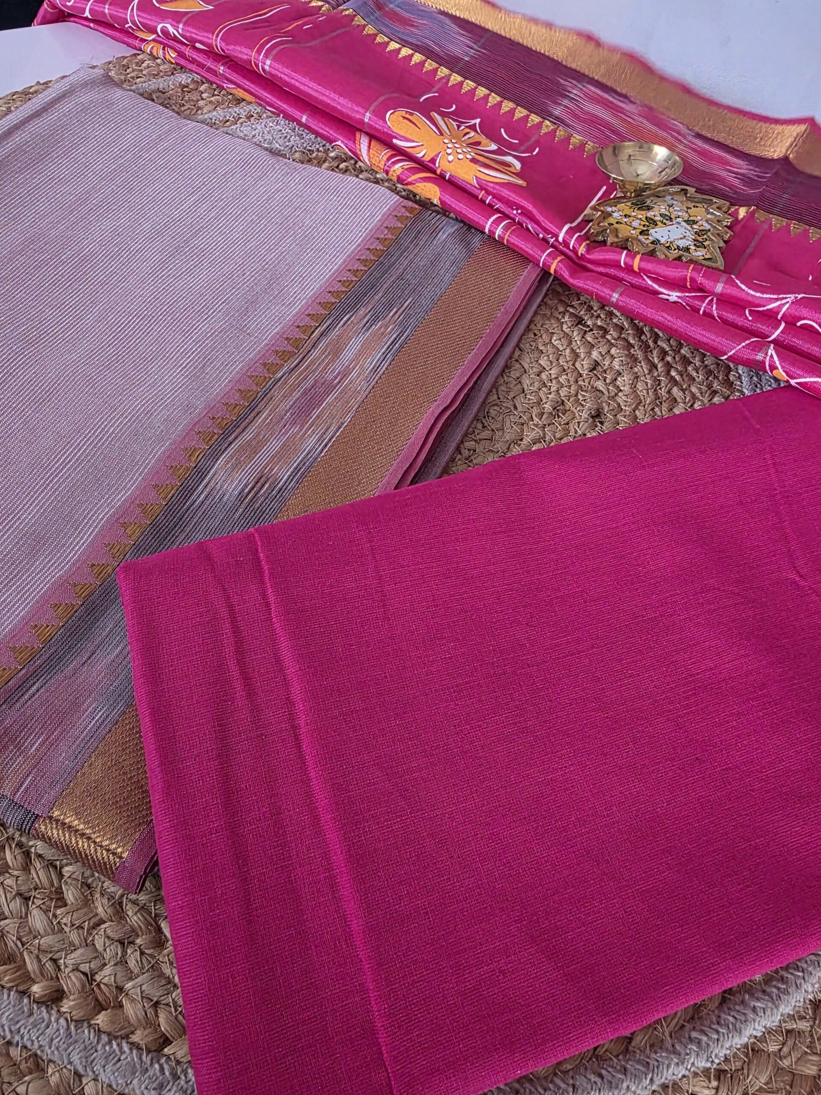 Mangalgiri Silk 3Pc Set - Pastel Pink - MS01 - Image 3