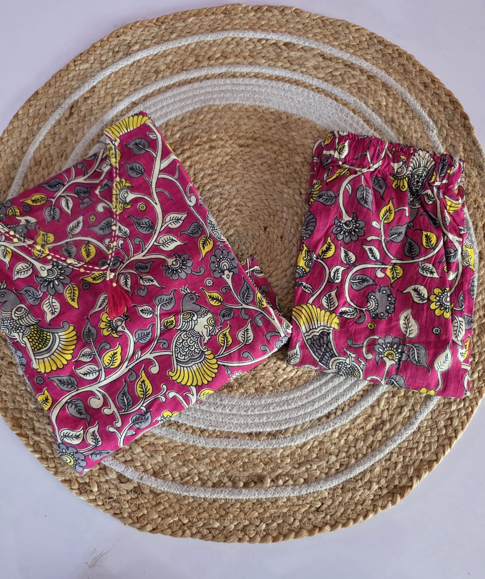 Kalamkari Cotton Co Ord Set - Pink