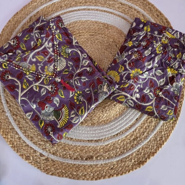 Kalamkari Cotton Co Ord Set - Purple