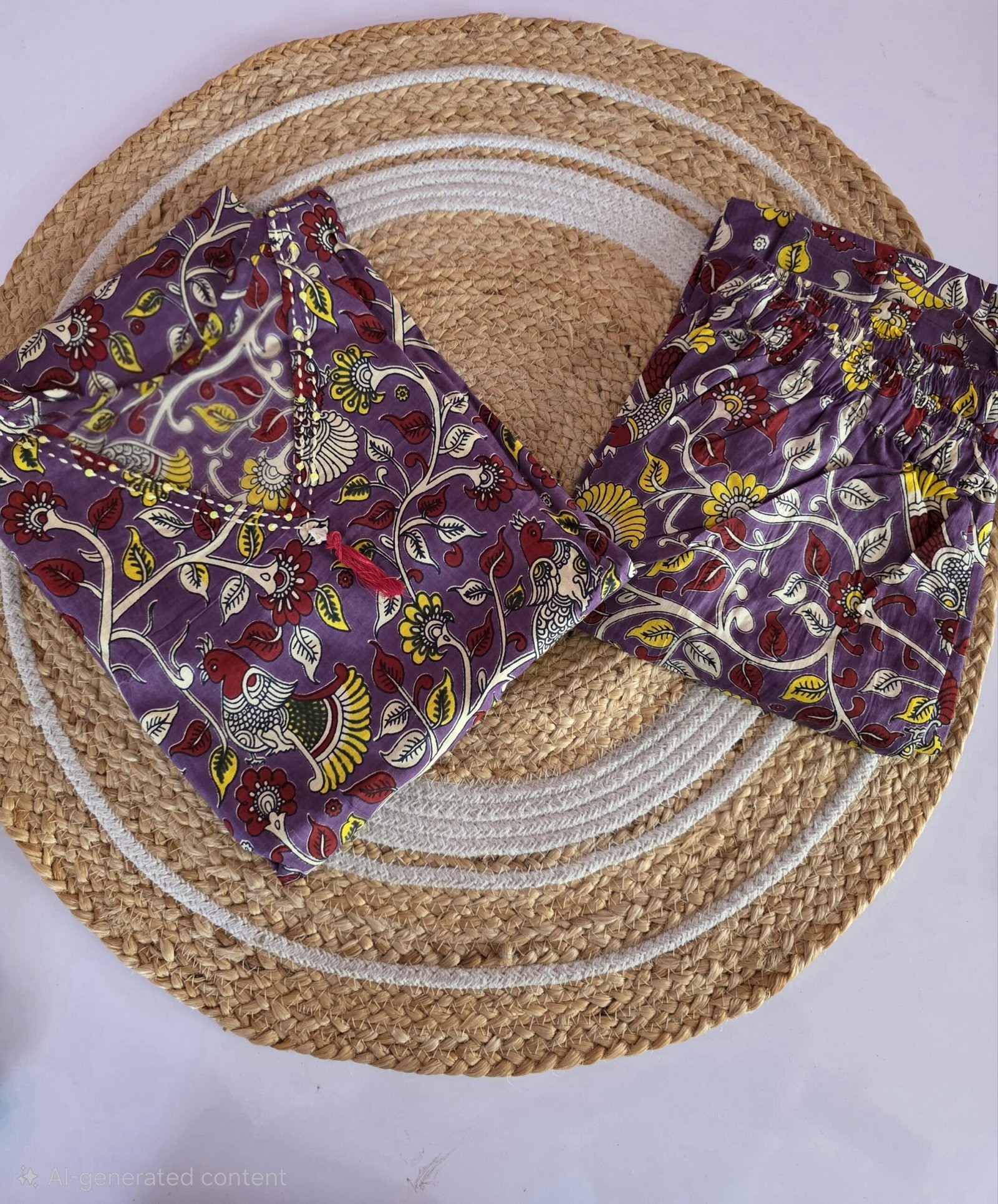 Kalamkari Cotton Co Ord Set - Purple