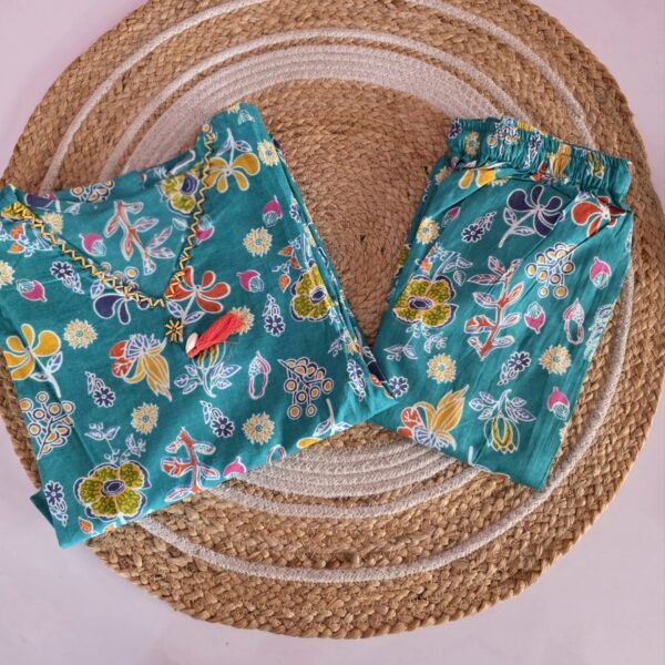 Kalamkari Cotton Co Ord Set - Green