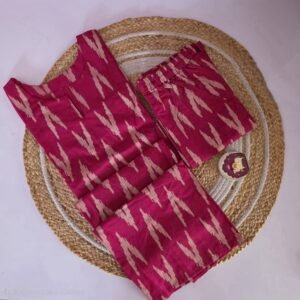 Ikkat Flex Cotton Co Ord Set - Rani Pink