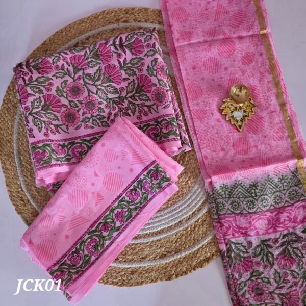 Jaipur Cotton 3Pc Set With Kota Dupatta - JCK01
