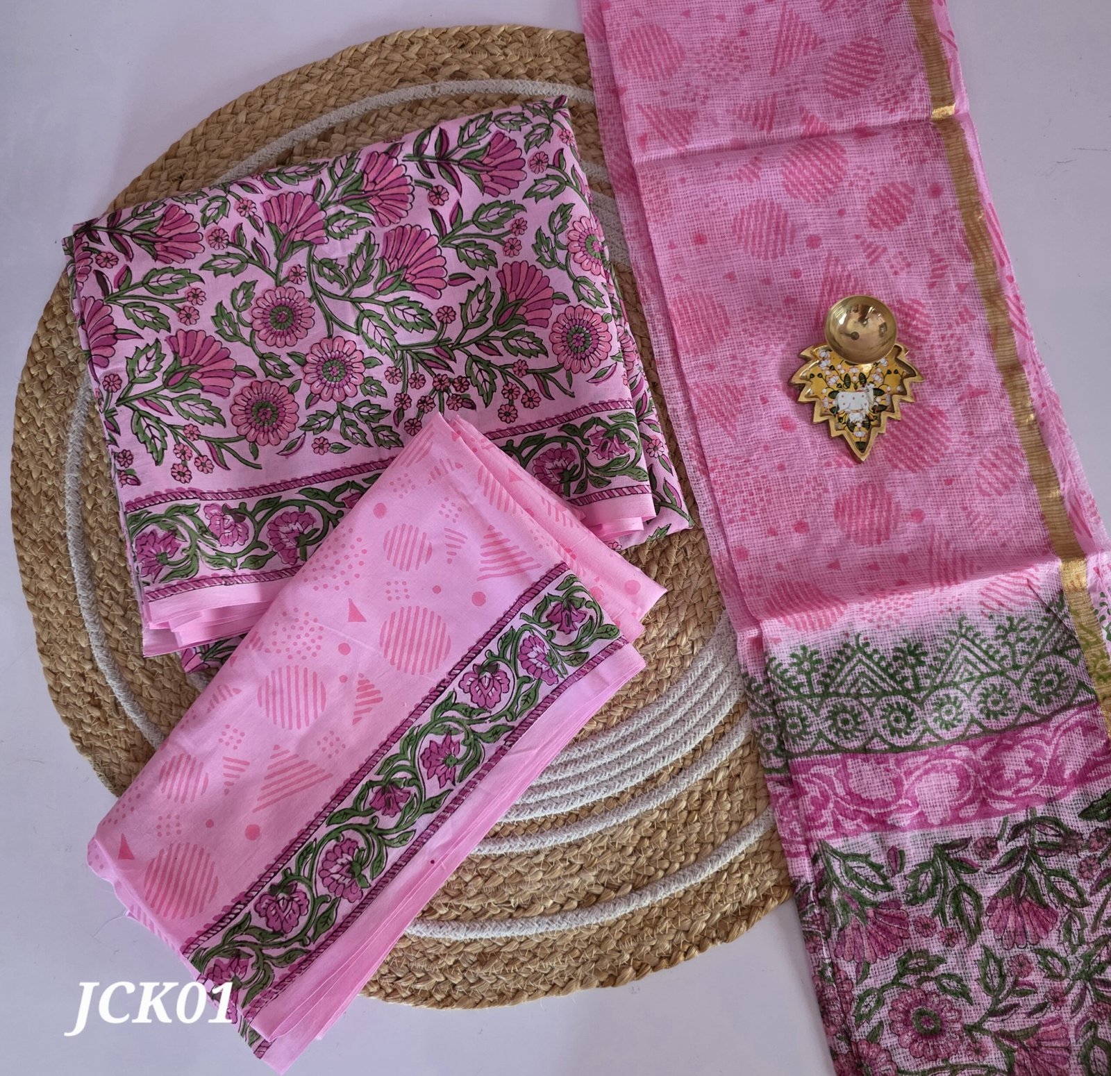 Jaipur Cotton 3Pc Set With Kota Dupatta - JCK01