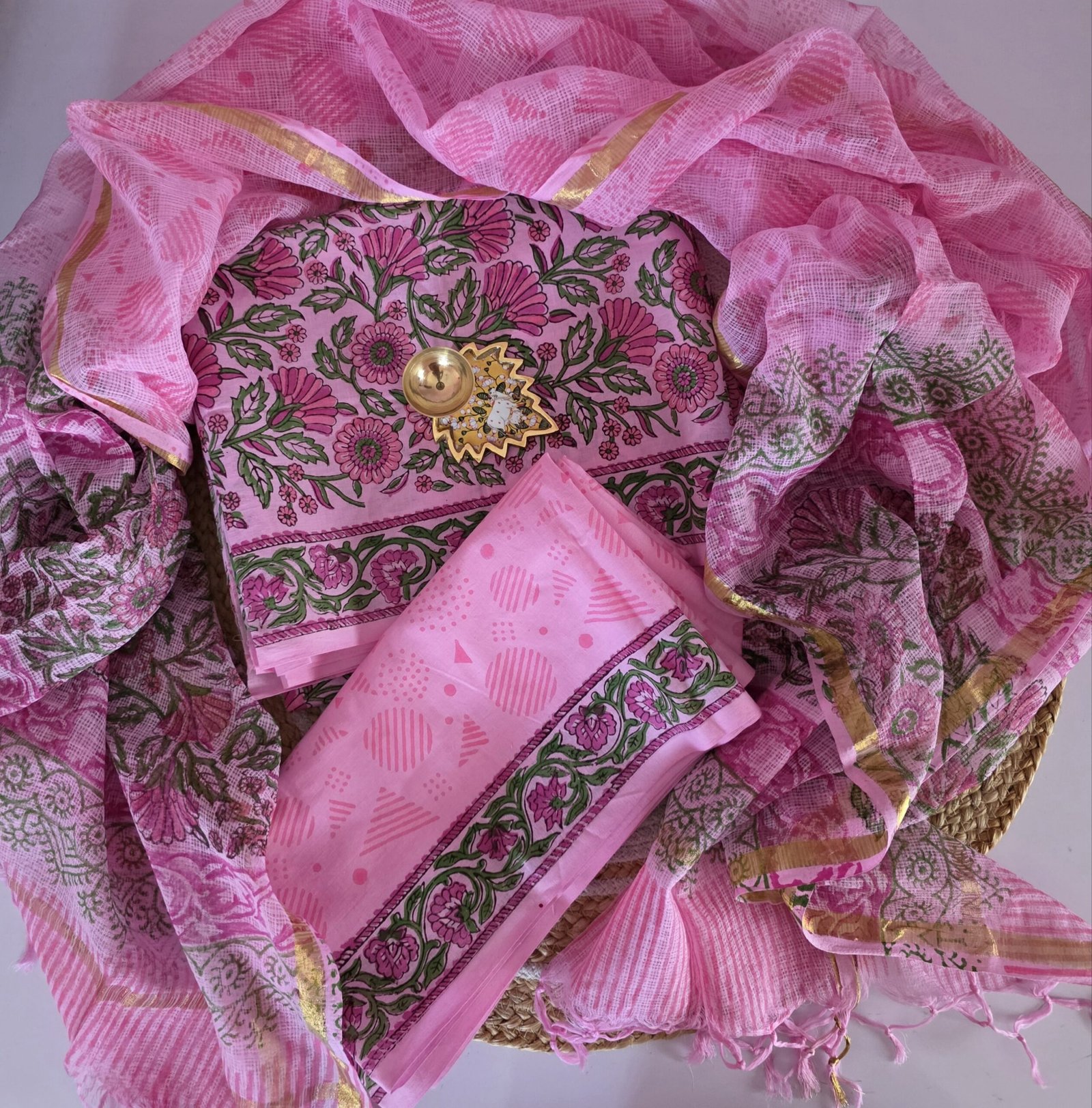 Jaipur Cotton 3Pc Set With Kota Dupatta - JCK01 - Image 2