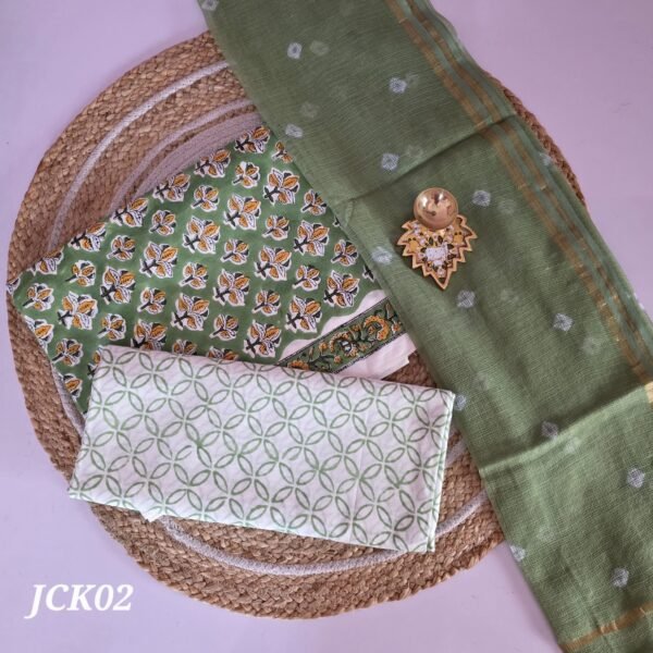 Jaipur Cotton 3Pc Set With Kota Dupatta - JCK02