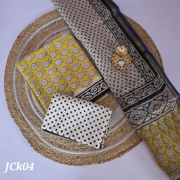 Jaipur Cotton 3Pc Set With Kota Dupatta - JCK04