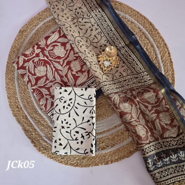 Jaipur Cotton 3Pc Set With Kota Dupatta - JCK05