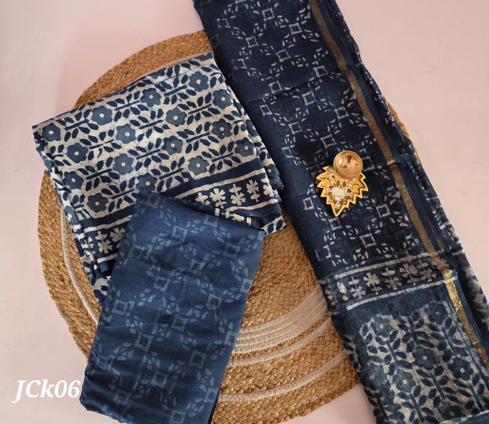 Jaipur Cotton 3Pc Set With Kota Dupatta - JCK06