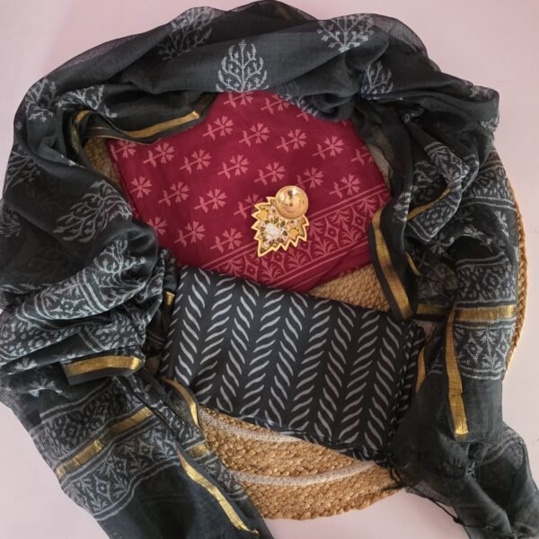 Jaipur Cotton 3Pc Set With Kota Dupatta - JCK08