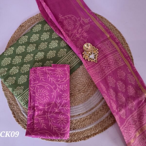 Jaipur Cotton 3Pc Set With Kota Dupatta - JCK09
