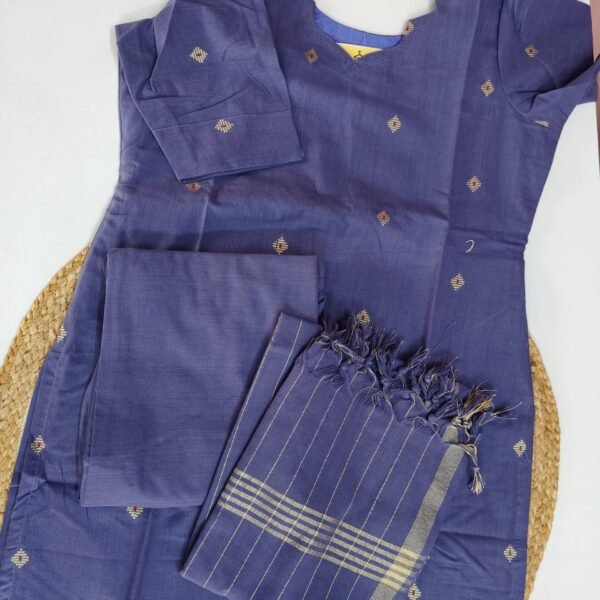 Prewashed Handloom Cotton 3Pc Set - Purple