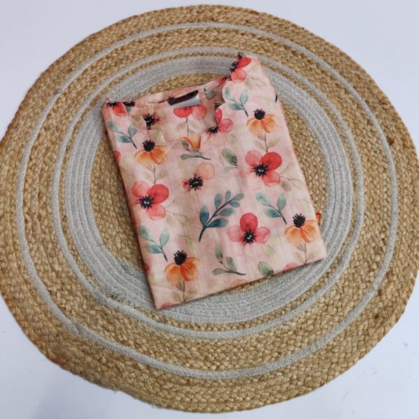 Russian Silk Kurti - Orange Floral