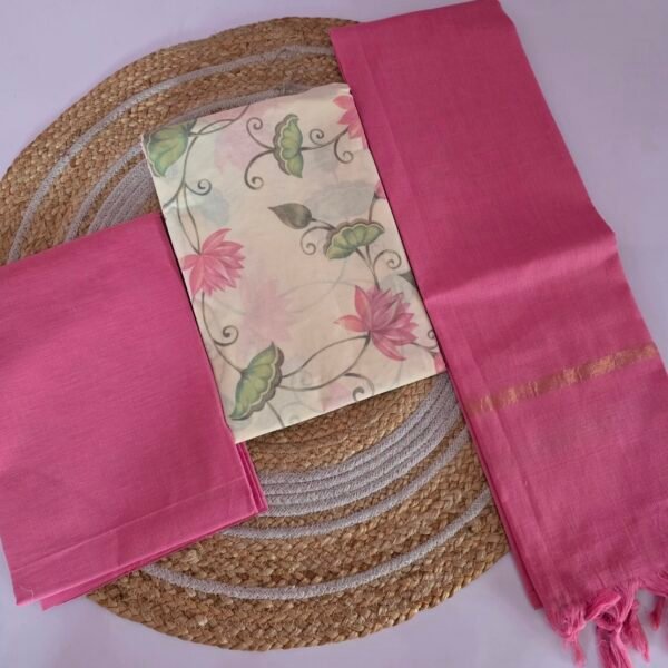 Pink Floral Cotton 3pc Set