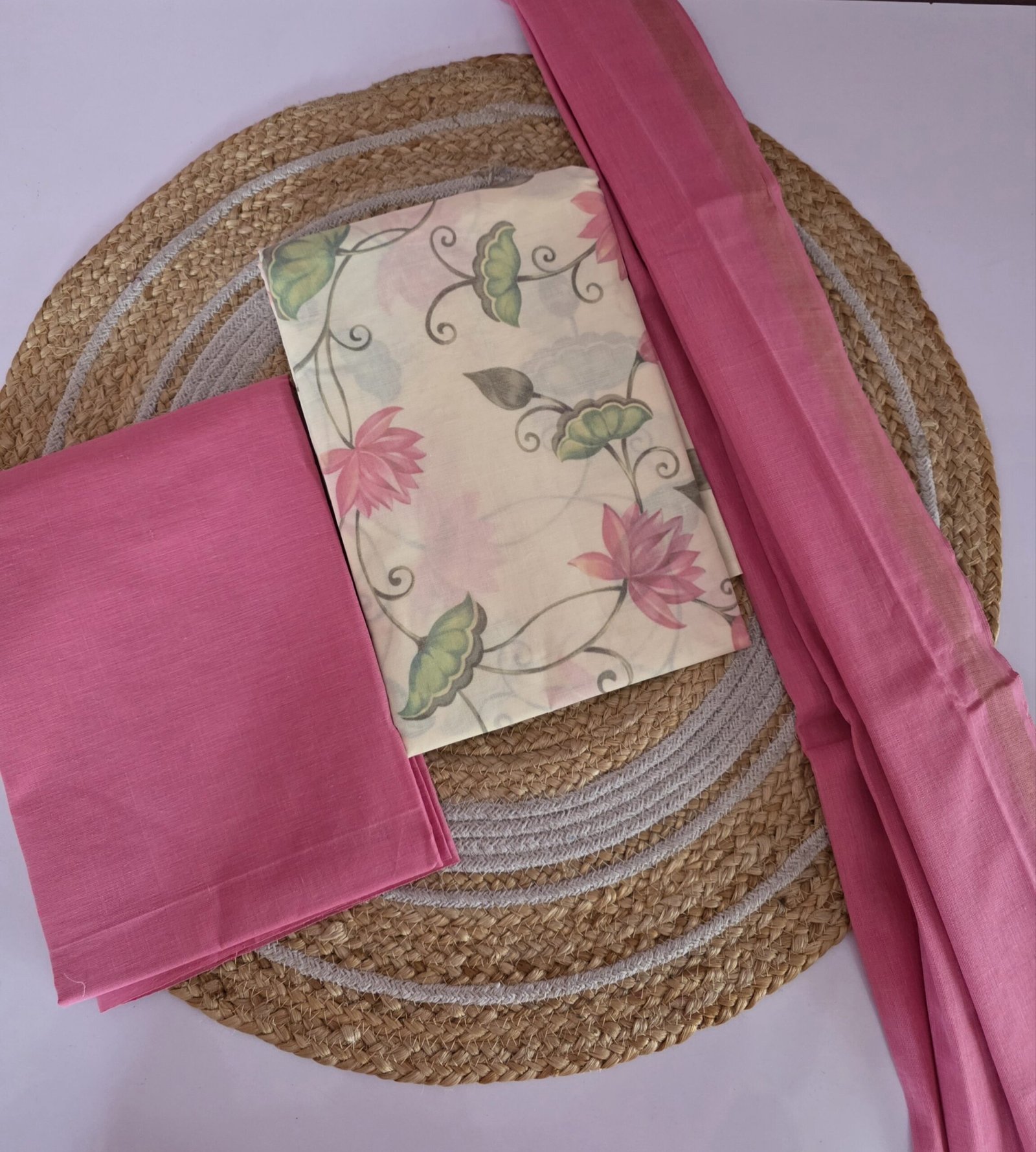 Pink Floral Cotton 3pc Set - Image 2