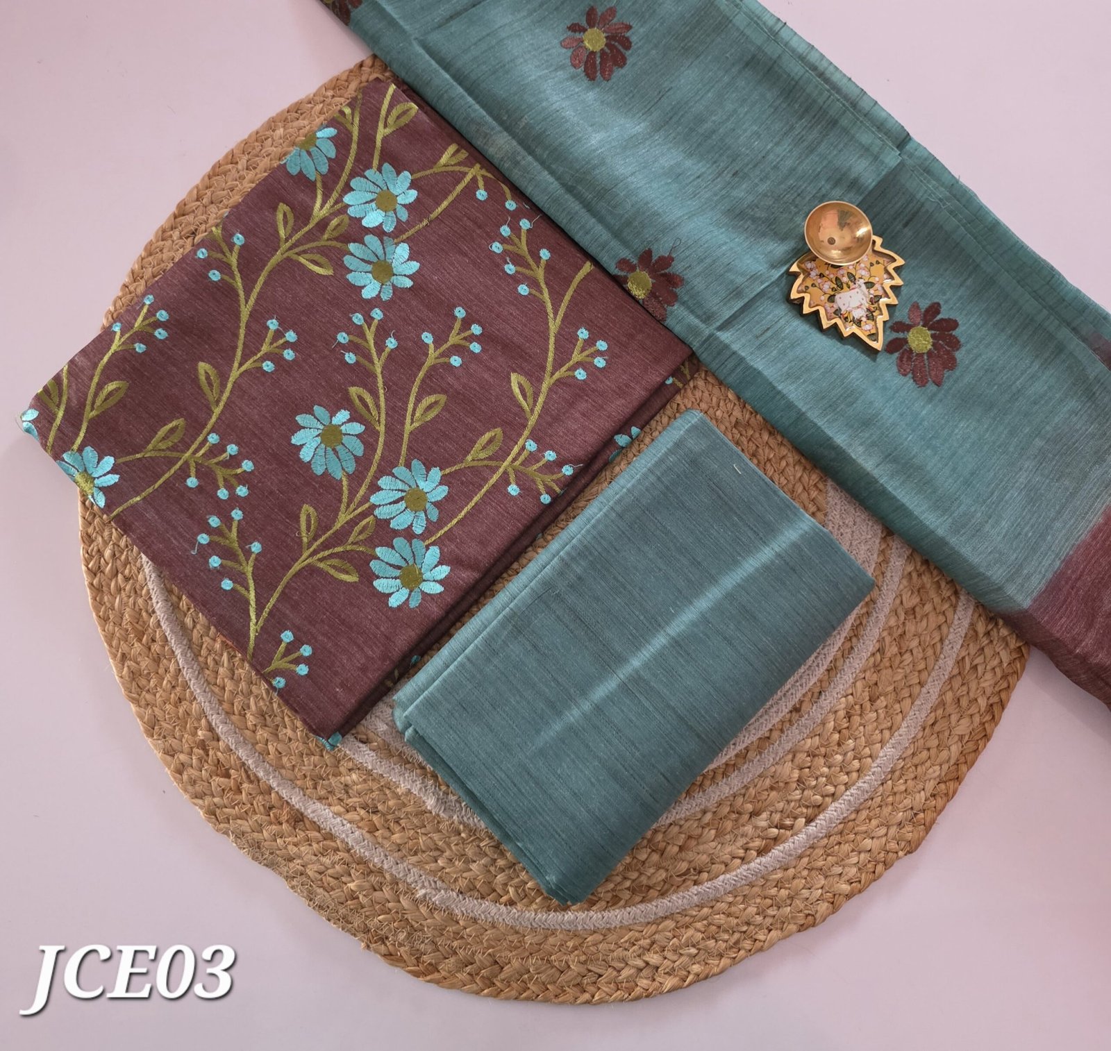 Semi Jute Cotton Embroidery Salwar Set - JCE03