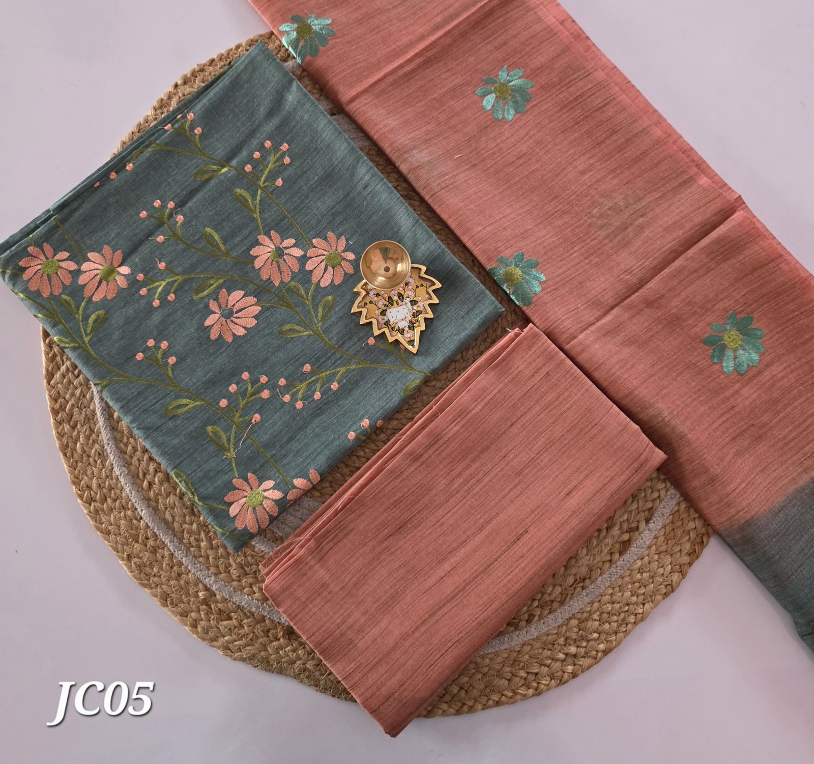 Semi Jute Cotton Embroidery Salwar Set - JCE05