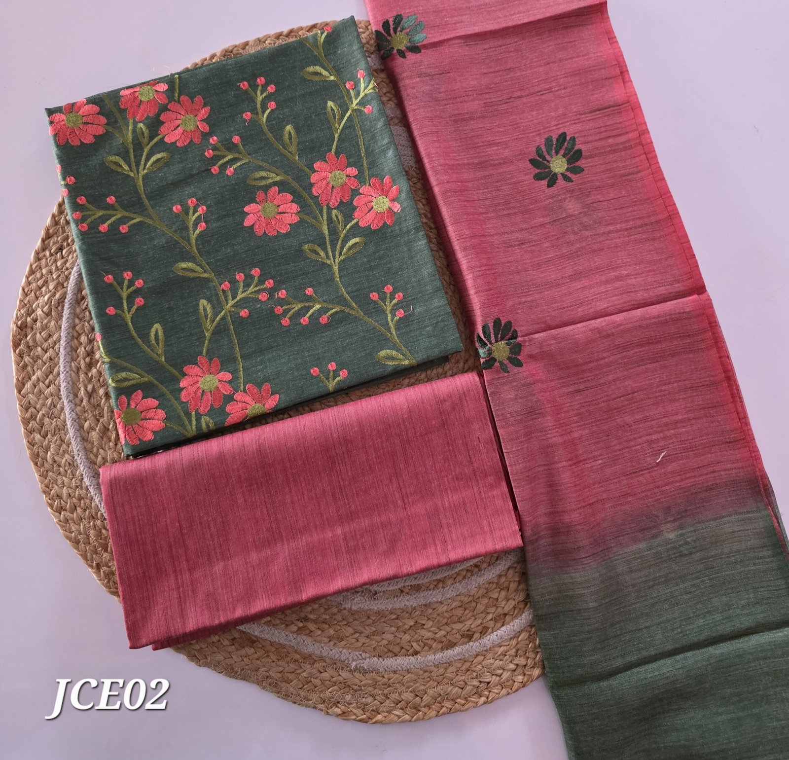 Semi Jute Cotton Embroidery Salwar Set - JCE02