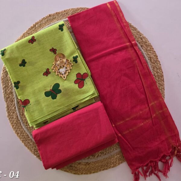 Butterfly South Cotton Salwar Set - BC04 - Green with Red
