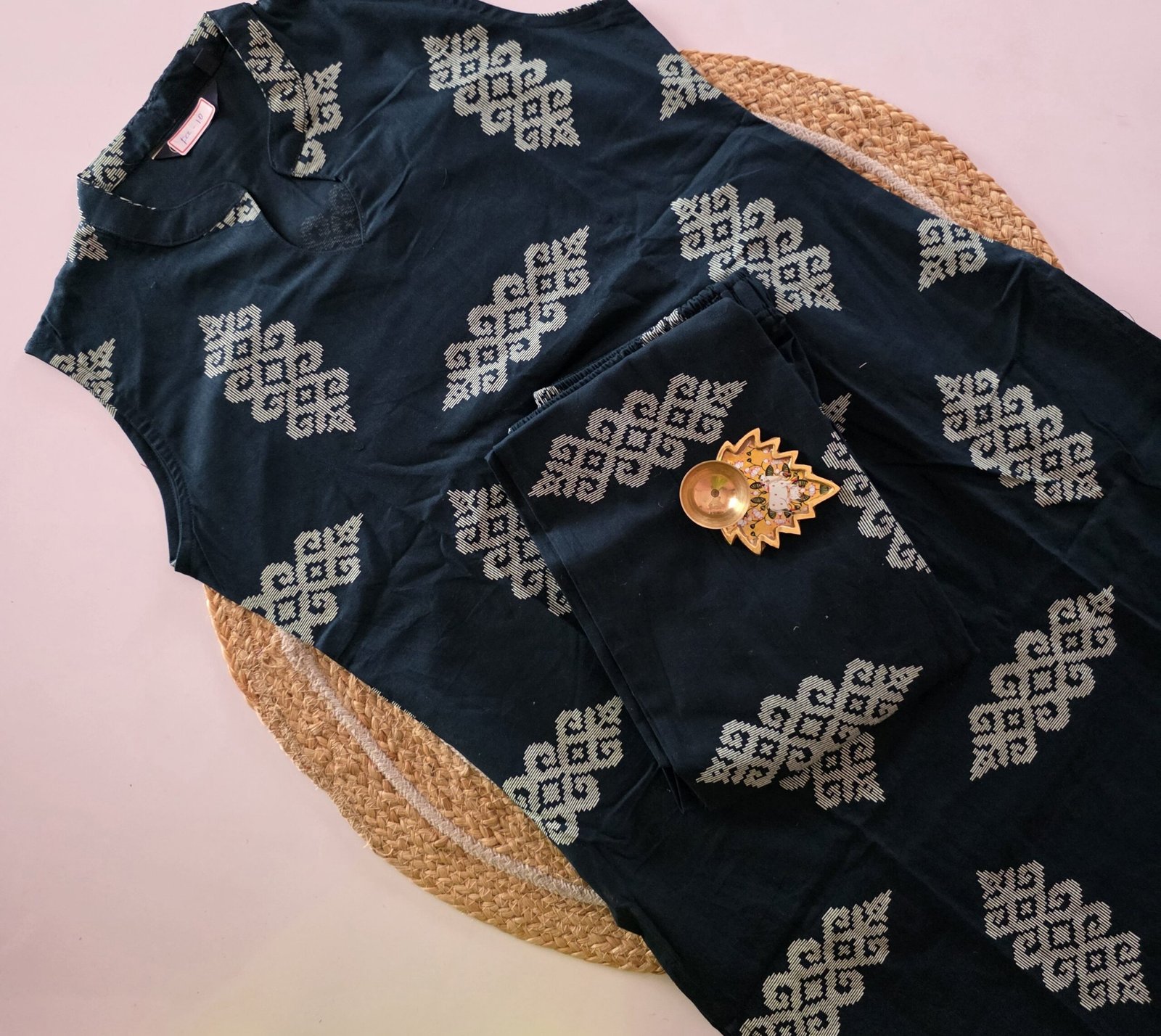 Flex Cotton Co Ord Set with Palazzo Pant - FCC10 - Navy Blue - Image 2