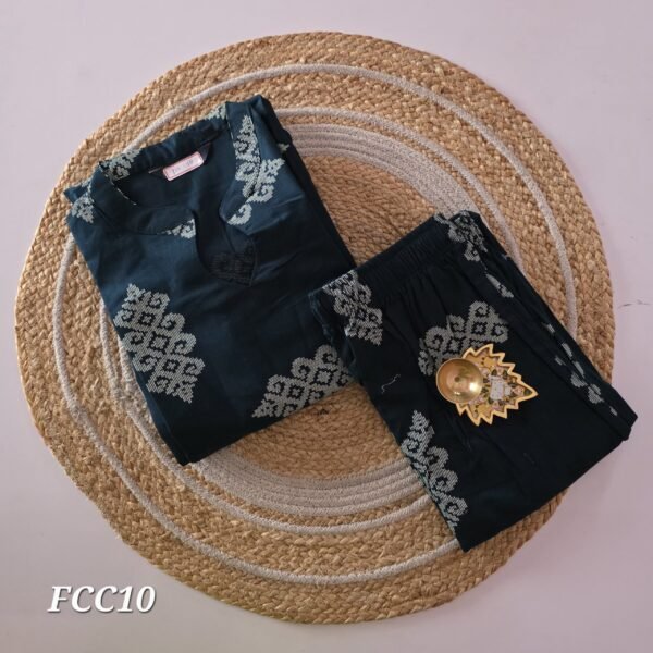Flex Cotton Co Ord Set with Palazzo Pant - FCC10 - Navy Blue
