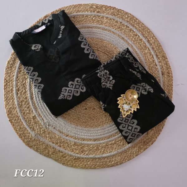 Flex Cotton Co Ord Set with Palazzo Pant - FCC12 - Black