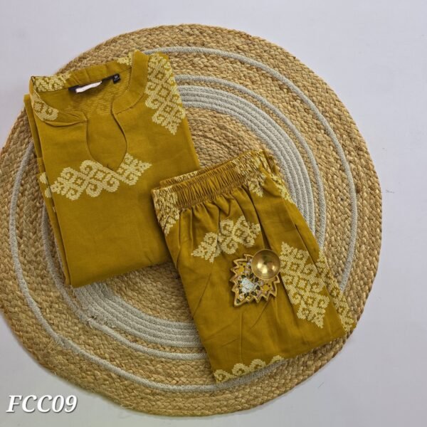 Flex Cotton Co Ord Set with Palazzo Pant - FCC09 - Mustard yellow