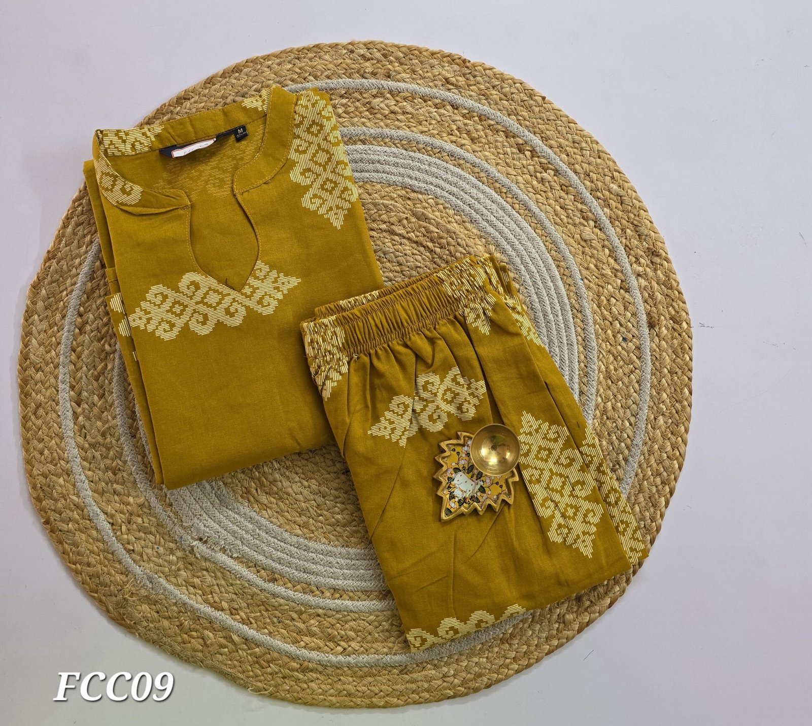 Flex Cotton Co Ord Set with Palazzo Pant - FCC09 - Mustard yellow