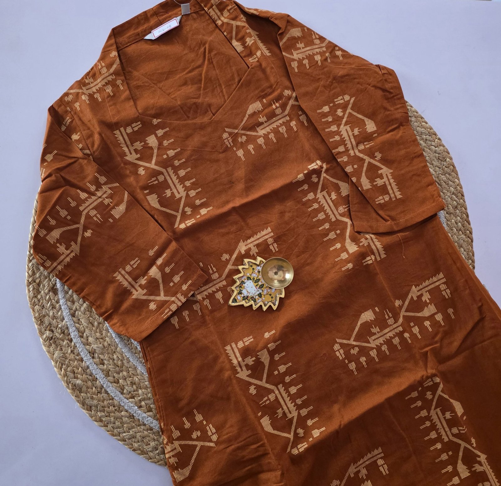 Flex Cotton Kurti - FCK05 - Rust Orange - Image 2