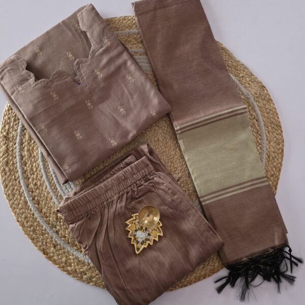 Butter Silk Salwar Set - Ready to Wear - Brown