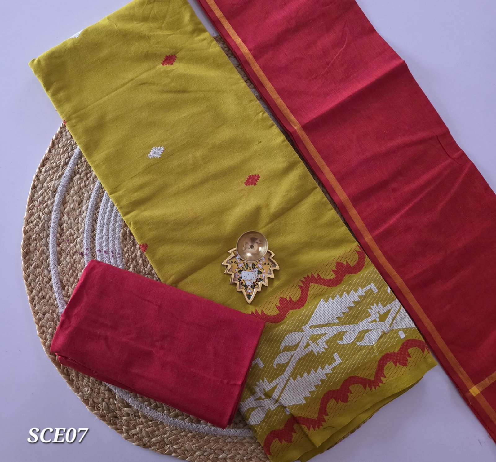 South Cotton Salwar Set with Jamdhani Weaving - SCE07