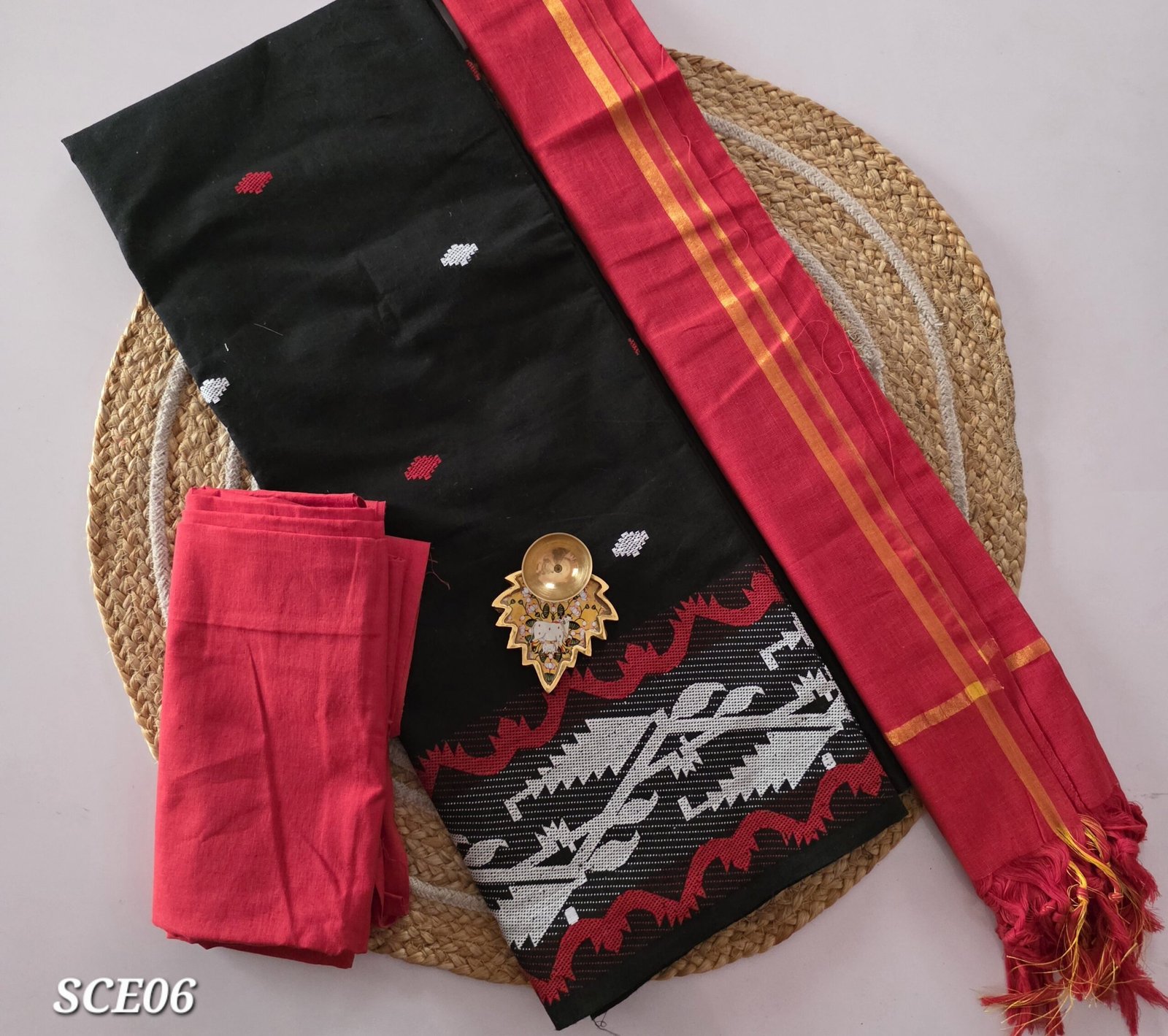 South Cotton Salwar Set with Jamdhani Weaving - SCE06