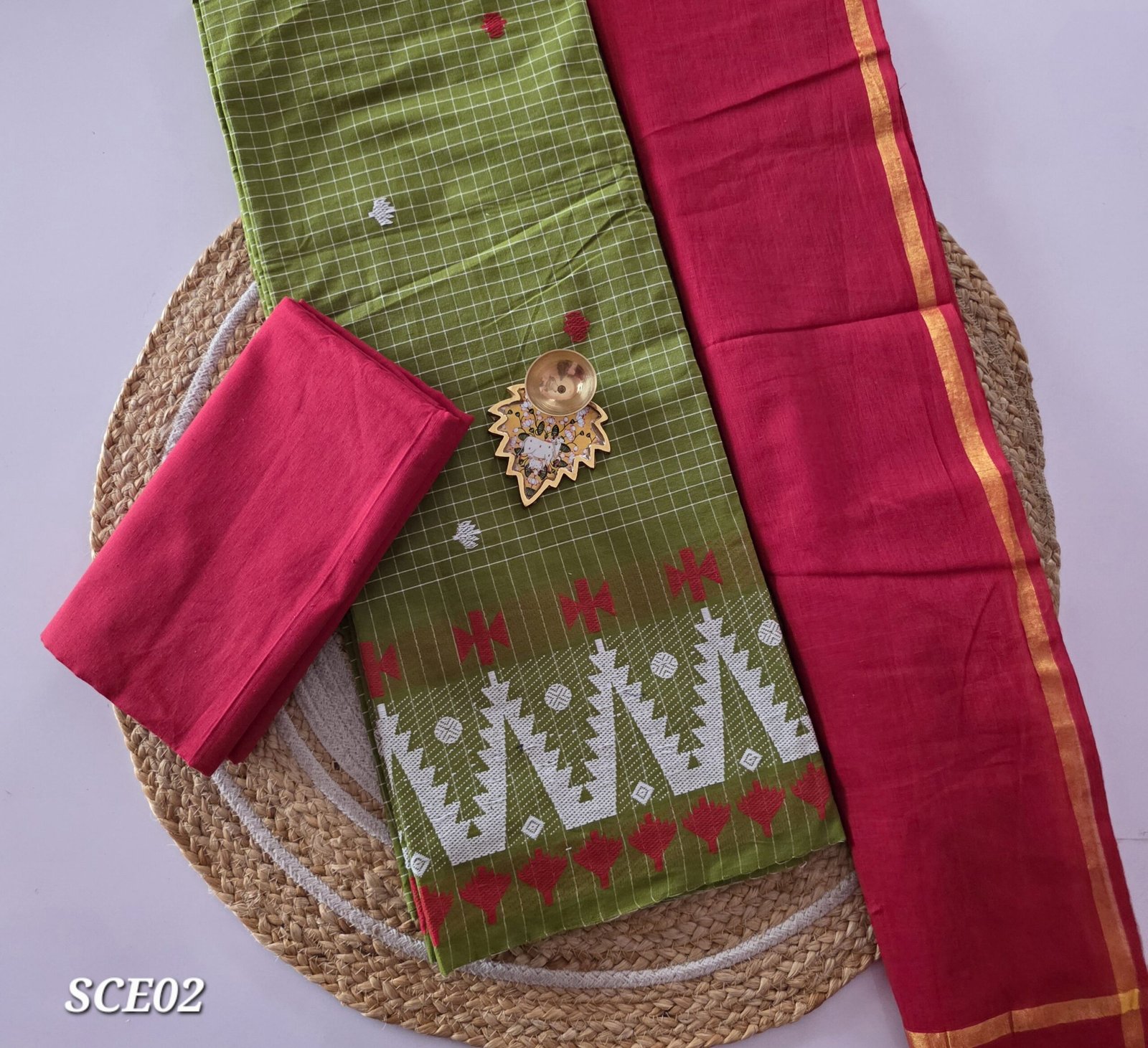 South Cotton Salwar Set with Jamdhani Weaving - SCE02