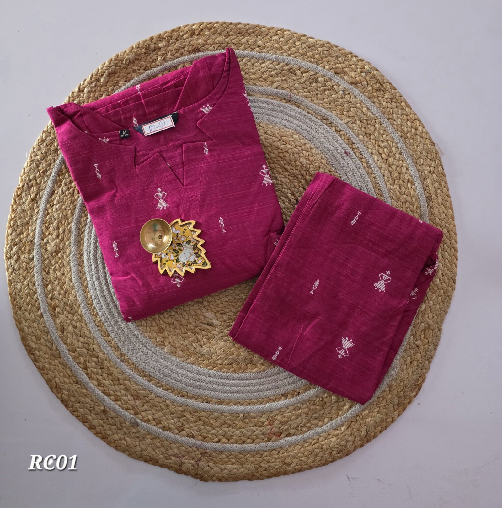 Raw Silk Co Ord Set - RC01 - Rani Pink