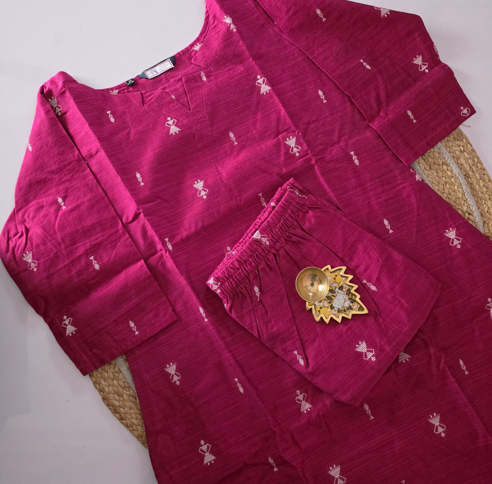 Raw Silk Co Ord Set - RC01 - Rani Pink - Image 2