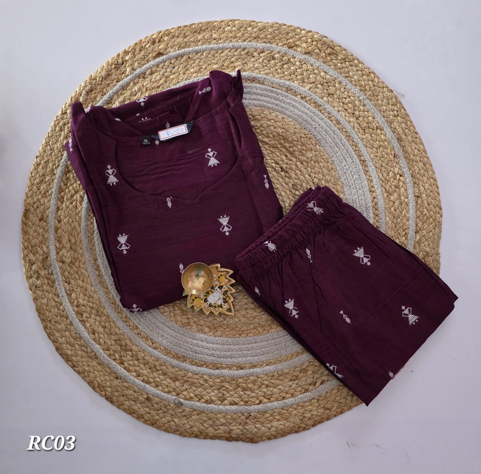 Raw Silk Co Ord Set - RS03 - Wine