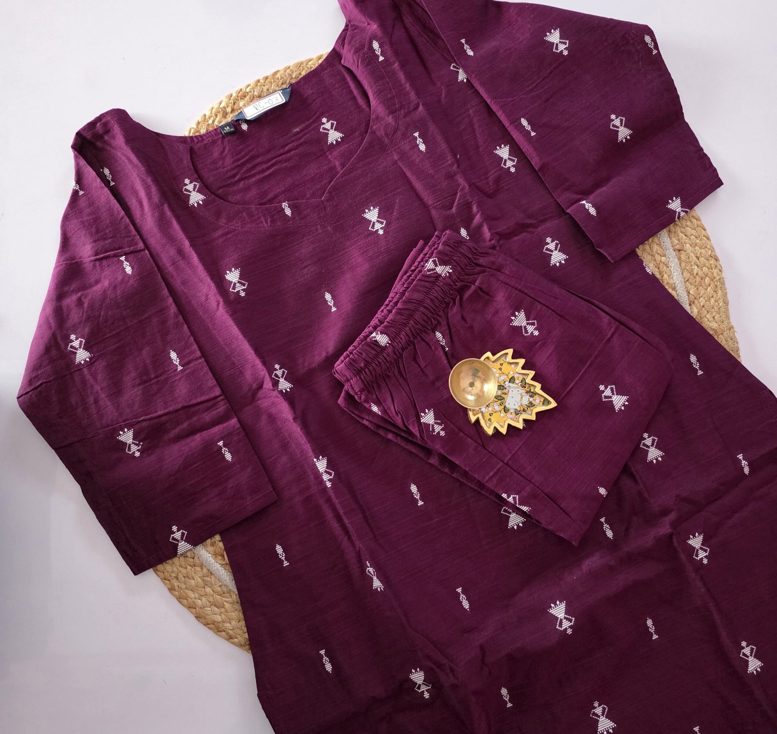 Raw Silk Co Ord Set - RS03 - Wine - Image 2