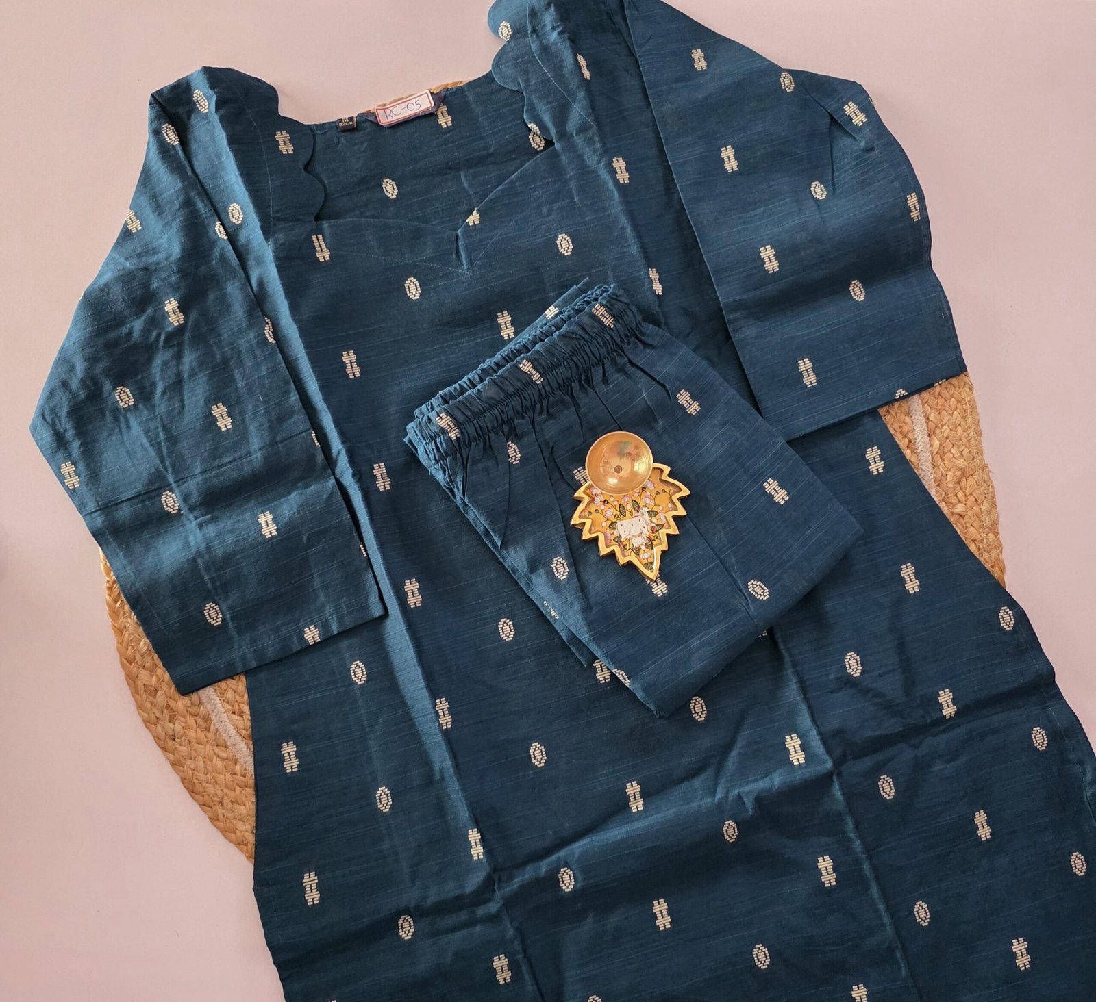 Raw Silk Co Ord Set - RS05 - Teal - Image 2