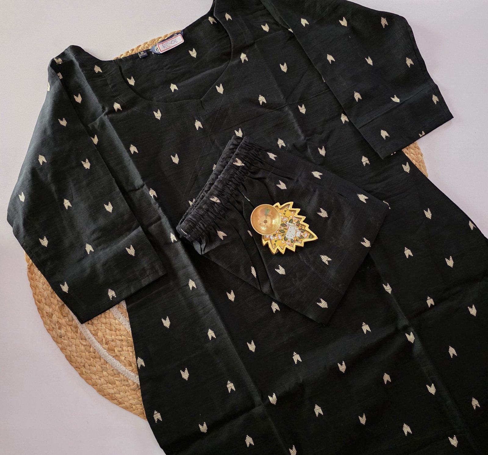 Raw Silk Co Ord Set - RC06 - Black - Image 2