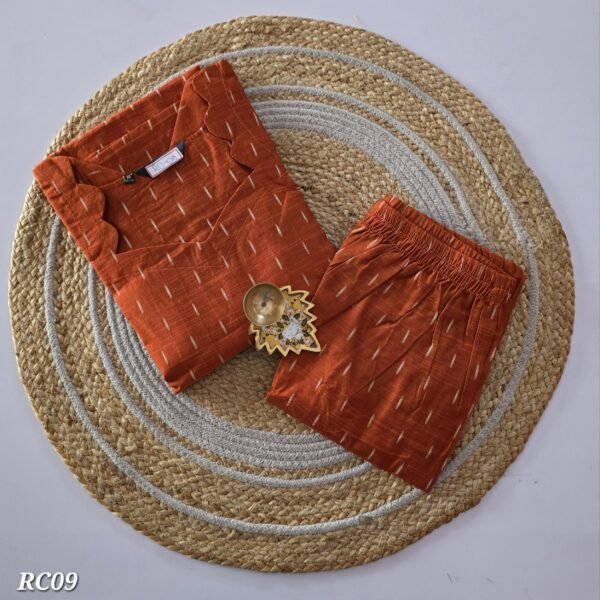 Raw Silk Co Ord Set - RC09 - Rust Orange