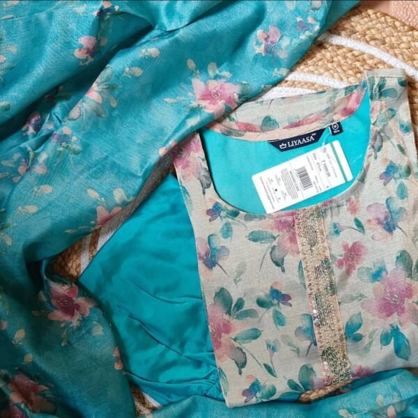 Tissue silk Salwar set - Teal Blue