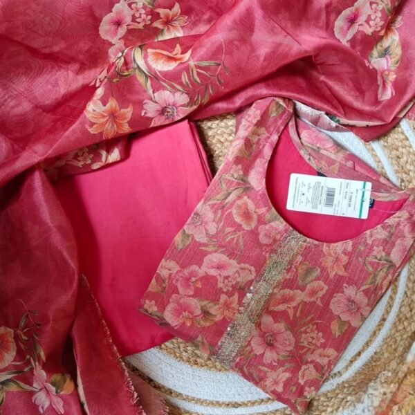 Tissue silk Salwar set - Redish Pink