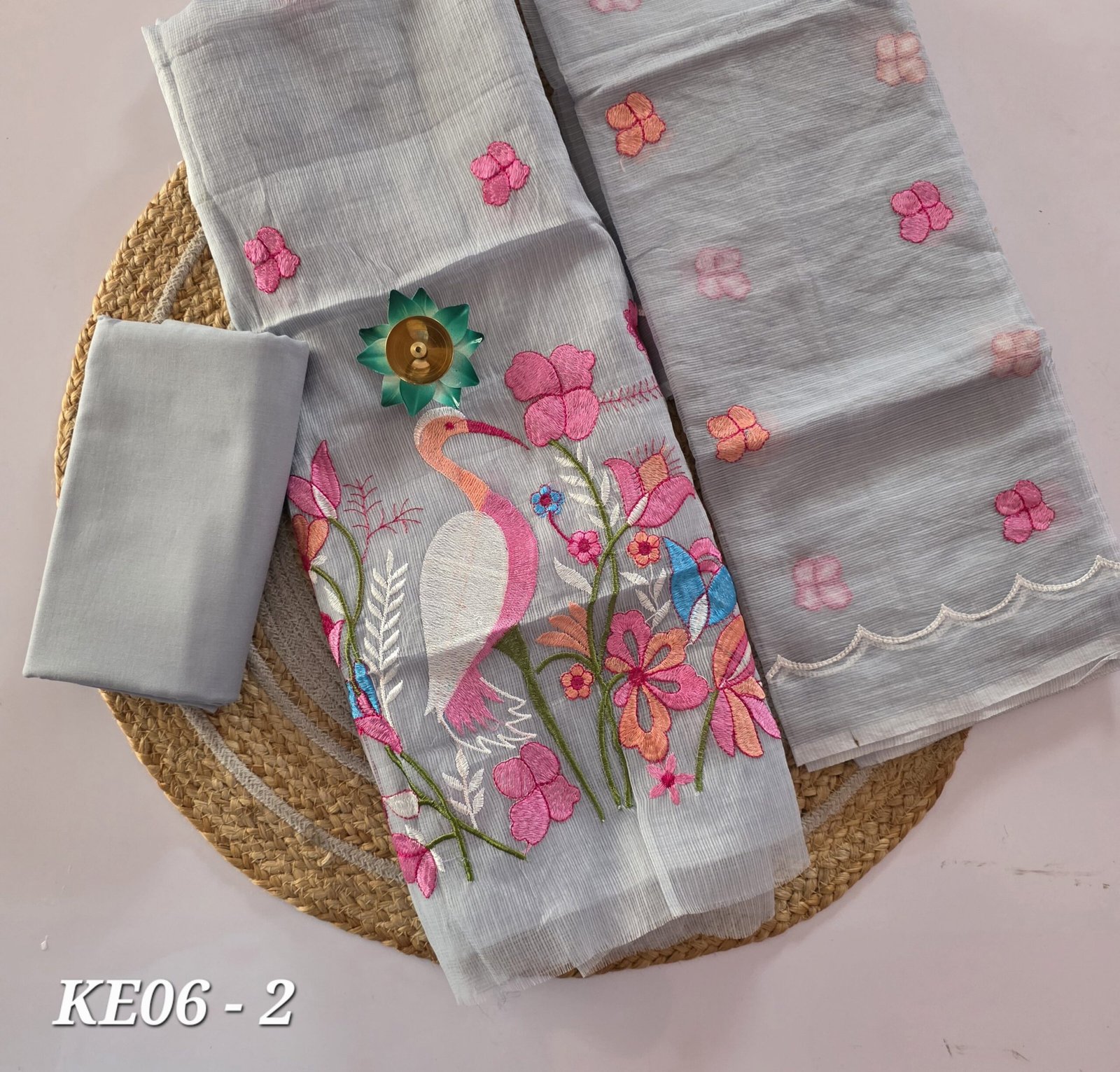 Kota Embroidery Salwar Set - KE06 - Gray Flamingo