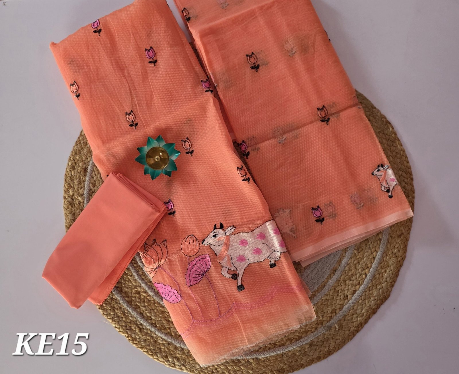 Kota Embroidery Salwar Set - KE15 - Peach Pichwai